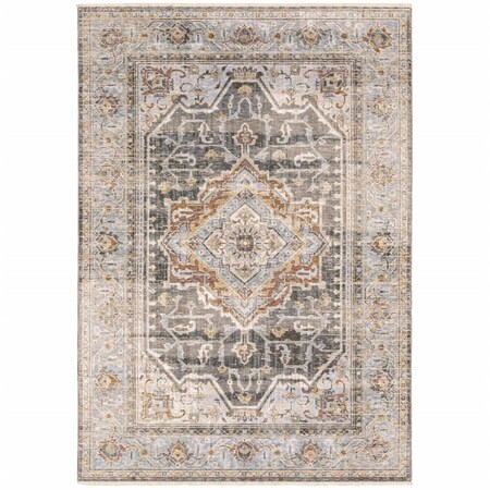 Palacedesigns 2 x 3 ft. Blue Machine Woven Medallion Rectangle Indoor Area Rug - Grey PA3096206